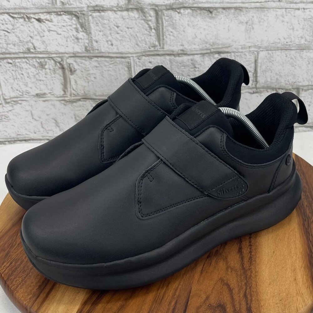 Silverts Mens 10 Easy Ware Extra Wide Black Comfort Walking Single Strap Shoes